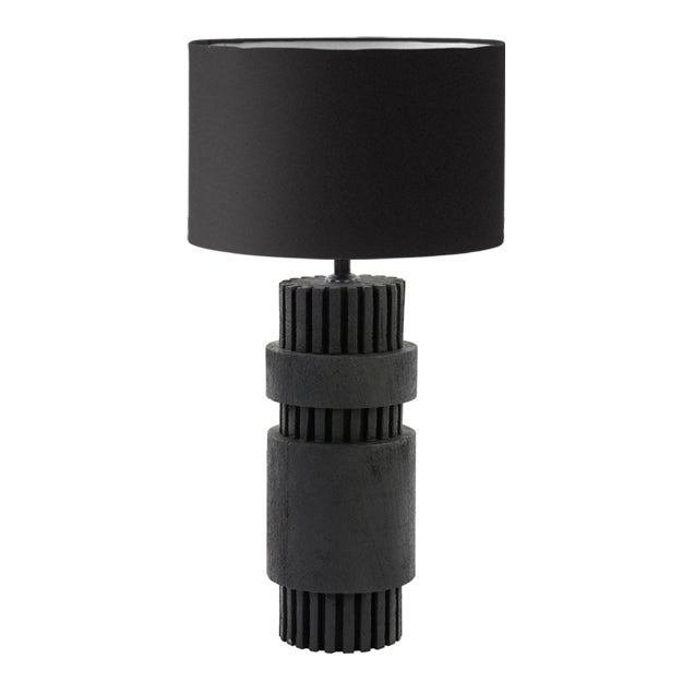 Lámpara sobremesa madera negro pantalla tela Ø15x60m E27