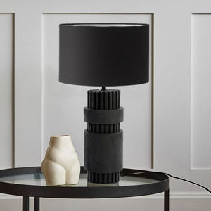 Lámpara sobremesa madera negro pantalla tela Ø15x60m E27