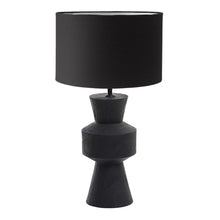 Cargar imagen en el visor de la galería, Lámpara sobremesa madera negro pantalla tela Ø20x60 cm E27 - LLLS0274
