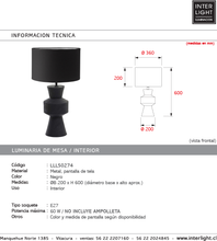 Cargar imagen en el visor de la galería, Lámpara sobremesa madera negro pantalla tela Ø20x60 cm E27 - LLLS0274
