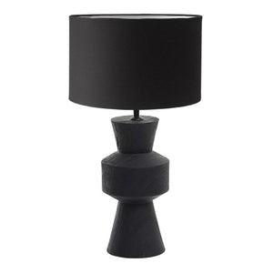 Lámpara sobremesa madera negro pantalla tela Ø20x60 cm E27 - LLLS0274