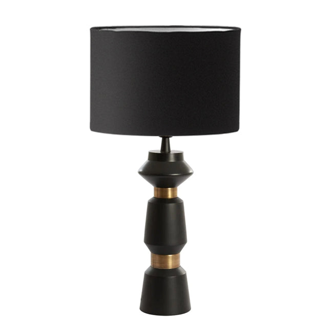 Lámpara sobremesa metal negro pantalla tela Ø13x65,5 cm E27