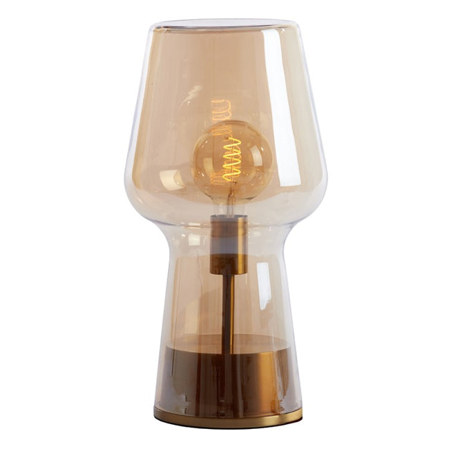 Lámpara sobremesa metal vidrio ámbar bronce Ø17x45,5 cm E27 - LLLS0295