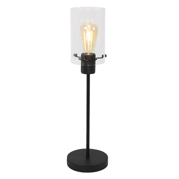 Lámpara sobremesa metal negro vidrio transparente Ø15x56,5 cm E27 - LLLS0300