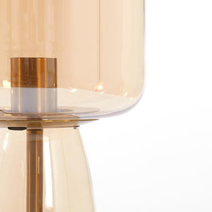 Lámpara sobremesa metal vidrio ámbar bronce Ø16x32 cm E27 - LLLS0305