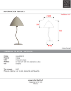 Lámpara sobremesa metal gris claro mate Ø25 x 50 cm E27 - LLLS0312