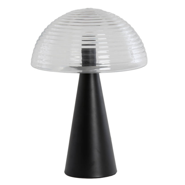 Lámpara sobremesa metal negro vidrio transparente Ø30x43 E27 - LLLS0334