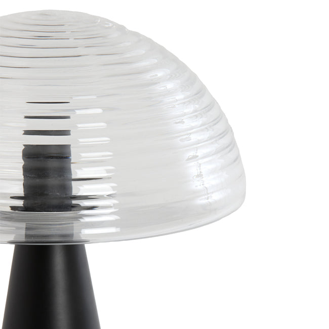 Lámpara sobremesa metal negro vidrio transparente Ø30x43 E27 - LLLS0334