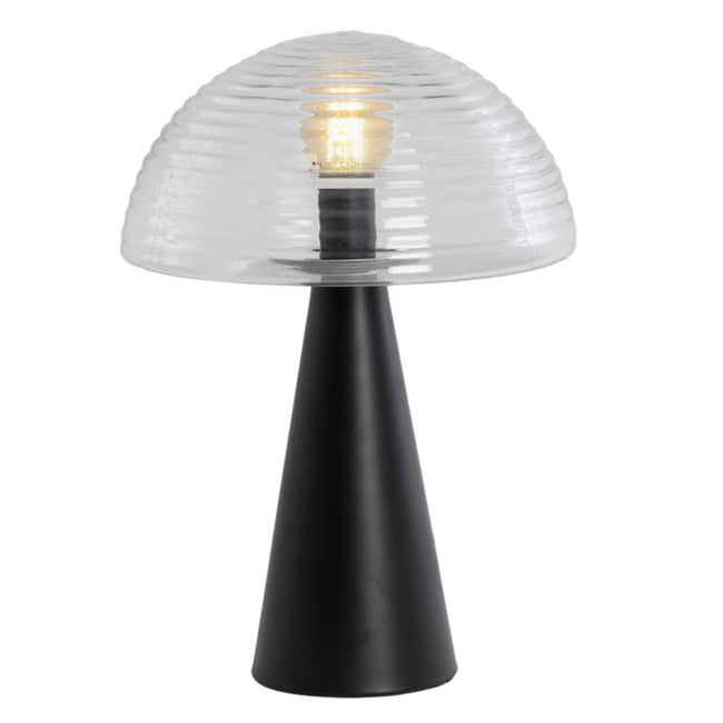 Lámpara sobremesa metal negro vidrio transparente Ø30x43 E27 - LLLS0334