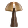 Lámpara sobremesa metal imitación madera vidrio café Ø30x43 E27 - LLLS0345