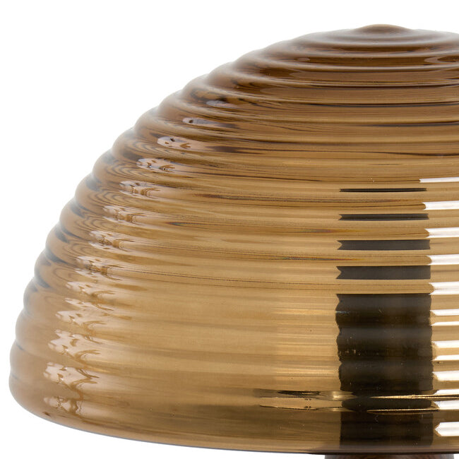 Lámpara sobremesa metal imitación madera vidrio café Ø30x43 E27 - LLLS0345