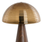 Lámpara sobremesa metal imitación madera vidrio café Ø30x43 E27 - LLLS0345