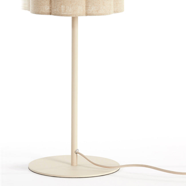 Lámpara de mesa metal crema textil natural Ø20x70 cm - LLLS0355
