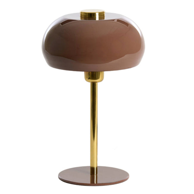 Lámpara de mesa vidrio marrón oscuro metal oro brillante Ø22x34 cm E27 - LLLS0356