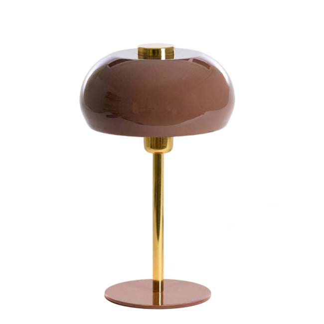 Lámpara de mesa vidrio marrón oscuro metal oro brillante Ø22x34 cm E27 - LLLS0356