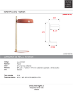 Lámpara de mesa metal oro naranja brillante Ø22x47 cm  E14 - LLLS0360