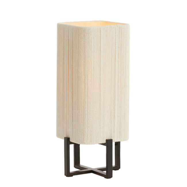 Lámpara de mesa metal negro textil crema 16,5x39 cm  E27 - LLLS0363