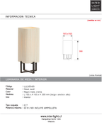 Lámpara de mesa metal negro textil crema 16,5x39 cm  E27 - LLLS0363