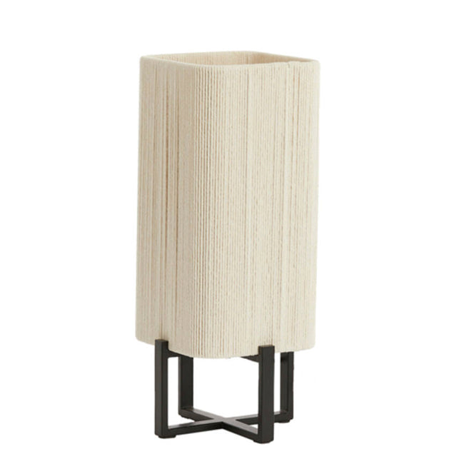 Lámpara de mesa metal negro textil crema 16,5x39 cm  E27 - LLLS0363