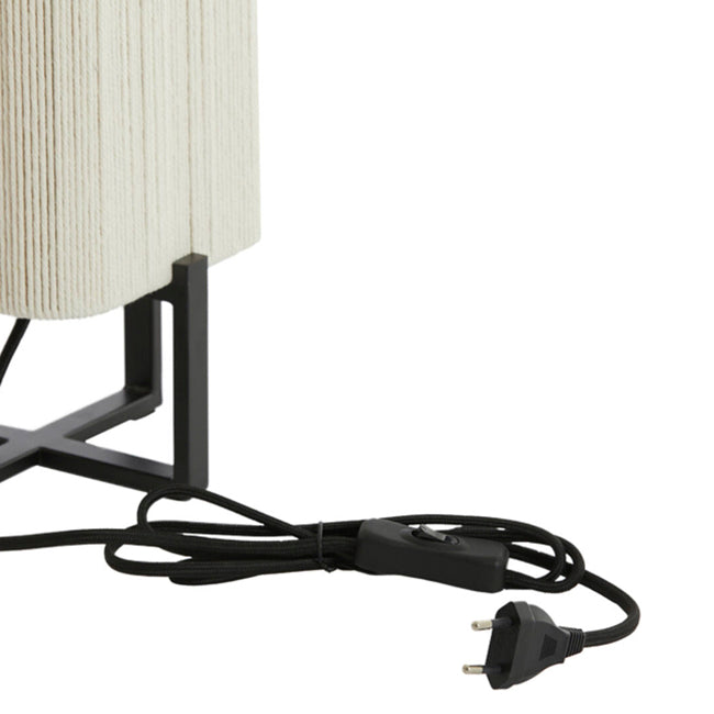 Lámpara de mesa metal negro textil crema 16,5x39 cm  E27 - LLLS0363