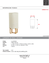 Cargar imagen en el visor de la galería, Lámpara de mesa metal imitación madera tela lino 16,5x39 cm  E27 - LLLS0364
