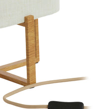 Cargar imagen en el visor de la galería, Lámpara de mesa metal imitación madera tela lino 16,5x39 cm  E27 - LLLS0364
