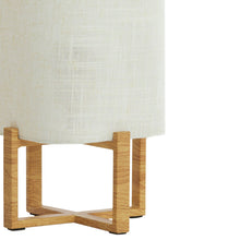 Cargar imagen en el visor de la galería, Lámpara de mesa metal imitación madera tela lino 16,5x39 cm  E27 - LLLS0364
