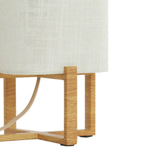 Cargar imagen en el visor de la galería, Lámpara de mesa metal imitación madera tela lino 16,5x39 cm  E27 - LLLS0364
