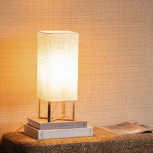 Cargar imagen en el visor de la galería, Lámpara de mesa metal imitación madera tela lino 16,5x39 cm  E27 - LLLS0364
