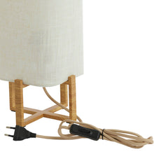 Cargar imagen en el visor de la galería, Lámpara de mesa metal imitación madera tela lino 16,5x39 cm  E27 - LLLS0364
