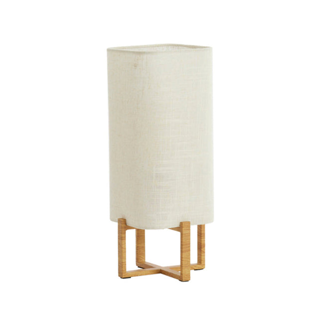 Lámpara de mesa metal imitación madera tela lino 16,5x39 cm  E27 - LLLS0364