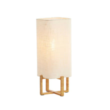 Cargar imagen en el visor de la galería, Lámpara de mesa metal imitación madera tela lino 16,5x39 cm  E27 - LLLS0364
