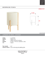 Lámpara de mesa madera natural lino blanco Ø28x44 cm - LLLS0365