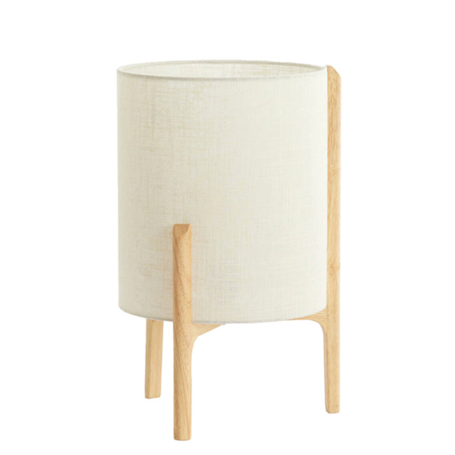 Lámpara de mesa madera natural lino blanco Ø28x44 cm - LLLS0365
