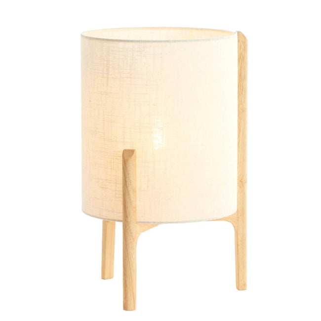 Lámpara de mesa madera natural lino blanco Ø28x44 cm - LLLS0365