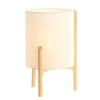 Lámpara de mesa madera natural lino blanco Ø28x44 cm - LLLS0365