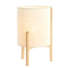 Cargar imagen en el visor de la galería, Lámpara de mesa madera natural lino blanco Ø28x44 cm - LLLS0365
