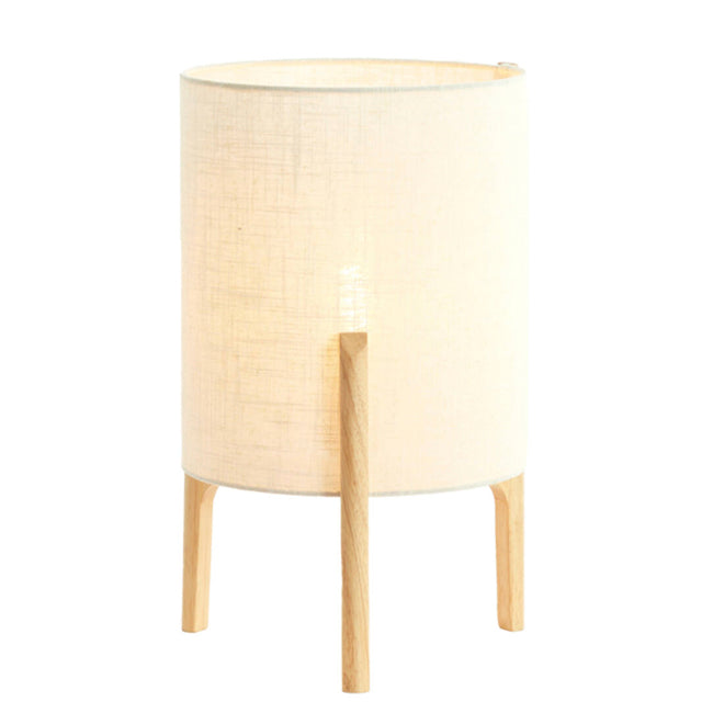 Lámpara de mesa madera natural lino blanco Ø28x44 cm - LLLS0365