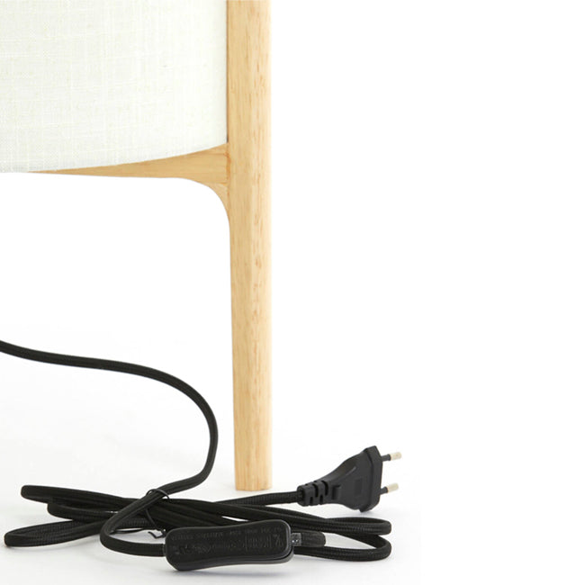 Lámpara de mesa madera natural lino blanco Ø28x44 cm - LLLS0365