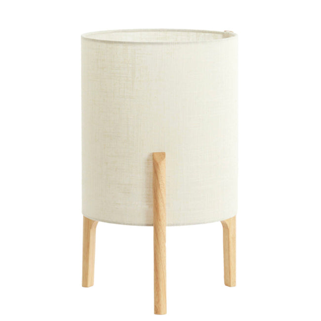 Lámpara de mesa madera natural lino blanco Ø28x44 cm - LLLS0365