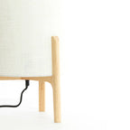 Lámpara de mesa madera natural lino blanco Ø28x44 cm - LLLS0365