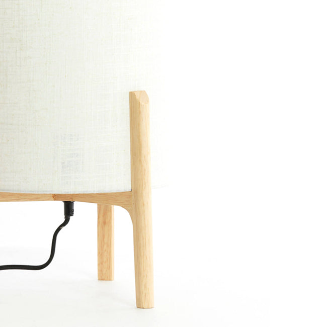 Lámpara de mesa madera natural lino blanco Ø28x44 cm - LLLS0365