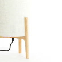 Cargar imagen en el visor de la galería, Lámpara de mesa madera natural lino blanco Ø28x44 cm - LLLS0365
