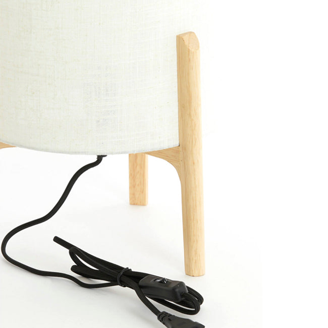 Lámpara de mesa madera natural lino blanco Ø28x44 cm - LLLS0365