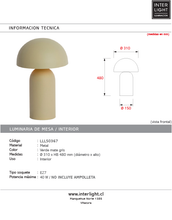 Cargar imagen en el visor de la galería, Lámpara de mesa metal verde mate gris  Ø31x48 cm  - LLLS0367
