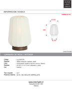 Lámpara de mesa metal estampado madera marrón oscuro blanco Ø30x41,5 cm  - LLLS0370
