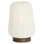 Lámpara de mesa metal estampado madera marrón oscuro blanco Ø30x41,5 cm  - LLLS0370