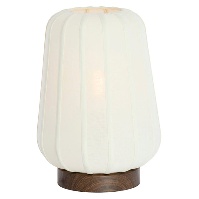 Lámpara de mesa metal estampado madera marrón oscuro blanco Ø30x41,5 cm  - LLLS0370