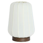 Lámpara de mesa metal estampado madera marrón oscuro blanco Ø30x41,5 cm  - LLLS0370