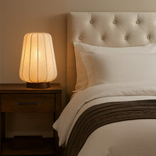 Cargar imagen en el visor de la galería, Lámpara de mesa metal estampado madera marrón oscuro blanco Ø30x41,5 cm  - LLLS0370
